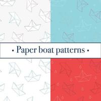 Satz von vier Origami-Papierbooten oder Schiffsmustern. Thema Meer. vektor