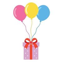 Geschenkbox mit bunten Luftballons vektor