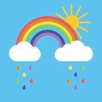 Regenbogen mit Wolken und Sonne vektor