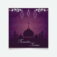 ramadan kareem social media post vorlage mit ornament moschee und laternenhintergrund.