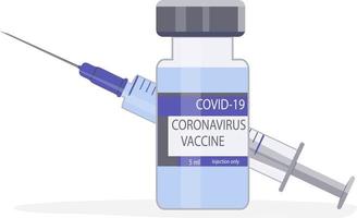 webben det enda effektiva vaccinet mot coronavirus. glasampull med medicin och spruta. vaccination mot covid-19 i tid. skydd mot virus och sjukdomar. vektor