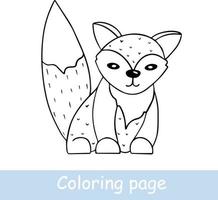 söt tecknad räv målarbok. lär dig att rita djur. vektor linjekonst, handritning. målarbok för barn