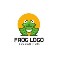 Cartoon-Frosch-Logo im Cartoon-Stil. Liniensymbole und farbige Versionen, Vorderansicht und Profile. Froschillustration oder Froschvektor vektor