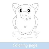 niedliche Cartoon-Schweinchen zum Ausmalen. Tiere zeichnen lernen. Vektor-Strichzeichnungen, Handzeichnung. Malbuch für Kinder. vektor