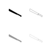 Machete oder großes Messer schwarz-graues Set-Symbol. vektor