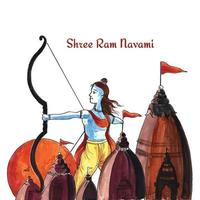 hand gezeichneter shree ram navami illustrationskartenhintergrund vektor