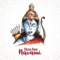 vackra shri ram navami välsignelse önskar gratulationskort bakgrund vektor