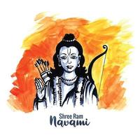 shri ram navami festival båge och pilar akvarell kortdesign vektor