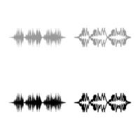 radio wave wireless pulse audio music set symbol grau schwarz farbe vektor illustration bild feste füllung umriss konturlinie dünn flach stil