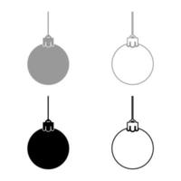 Neujahr Spielzeug Set Symbol grau schwarz Farbe Vektor Illustration Bild solide Füllung Umriss Konturlinie dünn flach Stil