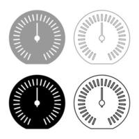 Tachometer Kilometerzähler Geschwindigkeitszähler Meter Set Symbol grau schwarz Farbe Vektor Illustration Bild solide Füllung Umriss Konturlinie dünn flach Stil