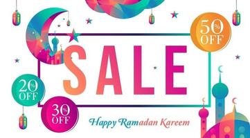 färgglada islamiska ramadan kareem speciell försäljning banner vektor mall