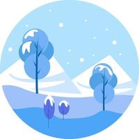 Winterlandschaft, Illustration, Vektor auf weißem Hintergrund.