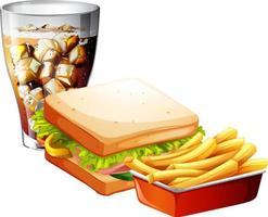 fast-food-set mit sandwich und pommes frites vektor