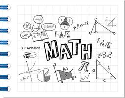 doodle matematisk formel med matematik teckensnitt på anteckningsboken vektor