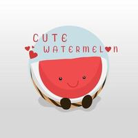 söt vattenmelon tecknad vektor