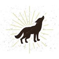 Retro-stehendes heulendes Wolf-Silhouette-Logo