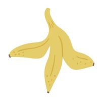 Vektor tropische Bananenfruchtschale ClipArt. dschungellaubillustration. hand gezeichnete flache exotische pflanzenhaut lokalisiert auf weißem hintergrund. helle kindliche sommernahrungsillustration.