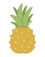 vektor tropisk ananas frukt ClipArt. djungeln lövverk illustration. handritad platt exotisk växt isolerad på vit bakgrund. ljusa barnsliga hälsosam sommarmat illustration.