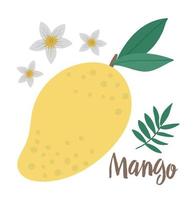 vektor mango clipart. djungel frukt illustration. handritad platta exotiska växter isolerad på vit bakgrund. ljusa barnsliga hälsosamma tropiska sommarmat illustration.