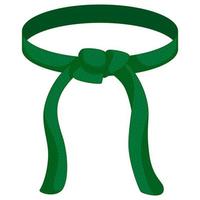 Karate-Gürtel grüne Farbe isoliert auf weißem Hintergrund. Designikone der japanischen Kampfkunst im flachen Stil. vektor