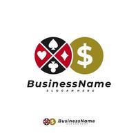 poker pengar logotyp vektor mall, kreativa pengar logotyp designkoncept