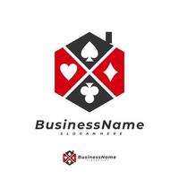 Pokerhaus-Logo-Vektorvorlage, kreatives Glücksspiel-Logo-Designkonzept vektor