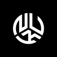 nuk-Buchstaben-Logo-Design auf schwarzem Hintergrund. nuk kreative Initialen schreiben Logo-Konzept. nuk Briefdesign. vektor