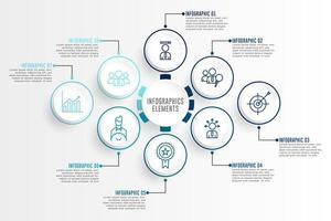 blaue Umrisselemente der Infografiken mit Symbolen vektor