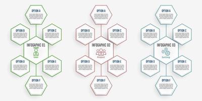 uppsättning hexagon infographics element vektor