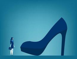 große Verantwortung Geschäftsfrau mit großem Schuh vektor