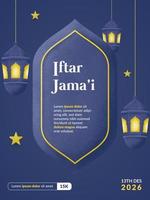 Porträt-Iftar-Ramadan-Banner mit Laternen und Sternen vektor