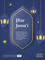 porträtt iftar ramadan banner med lyktor och stjärnor vektor