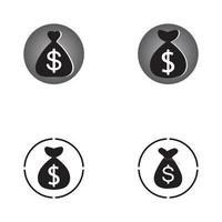 Geldsack-Set mit Dollar-Symbol-Vektor-Logo-Symbol