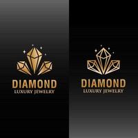 Luxus-Diamant-Schmuck goldenes Logo zwei Versionen vektor