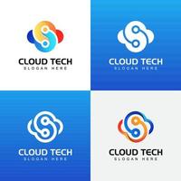 cloud tech logo design modern stil vektor design samling