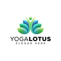 grön yoga lotus människor hälsa logotyp design vektor mall, mänsklig meditation i lotus blomma vektor illustration