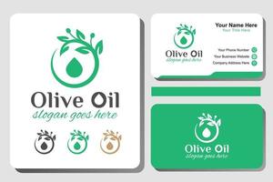 olivenbaum- und öltropfenlogo für schönheitssalon, kosmetik, yoga und saftproduktausweisdesign vektor