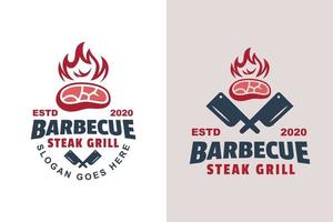 vintage grillsteak gegrillte logo zwei version vektor