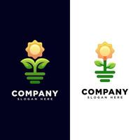 solros logotyp. växt med solen logotyp. våren logotyp design vektor mall