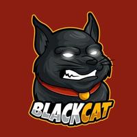 svart katt maskot esport logotyp vektor