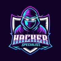 specialist hacker maskot illustration för sport och esports logotyp vektor