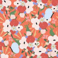 sömlösa blommönster. ljus blommig bakgrund med blommor och blomningar print. färgad platt vektorillustration för textil. upprepande texturdesign. vektor