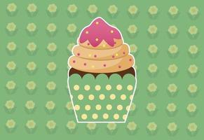 dekorierte grüne Cupcakes Hintergrundvektorillustration