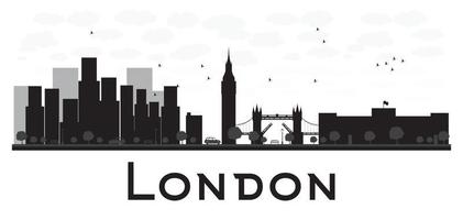 londoner skyline schwarz-weiß-silhouette.