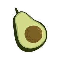 handgezeichnete halbe Avocado im flachen Stil. Vektor-Illustration isoliert auf weißem Hintergrund. vektor