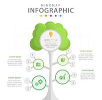 Infografik-Vorlage für Unternehmen. 5 Schritte modernes Mindmap-Diagramm mit Baum und Zweigen, Präsentationsvektor-Infografik. vektor