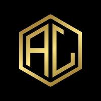 goldener anfangsbuchstabe aj hexagon logo design vector