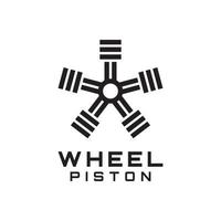 mekaniska bil fordon hjul fälg däck med kolv motor motor garage bil logotyp design vektor