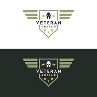 griechischer spartanischer kriegerhelm mit flügeln emblem abzeichen etikett logo design vektor